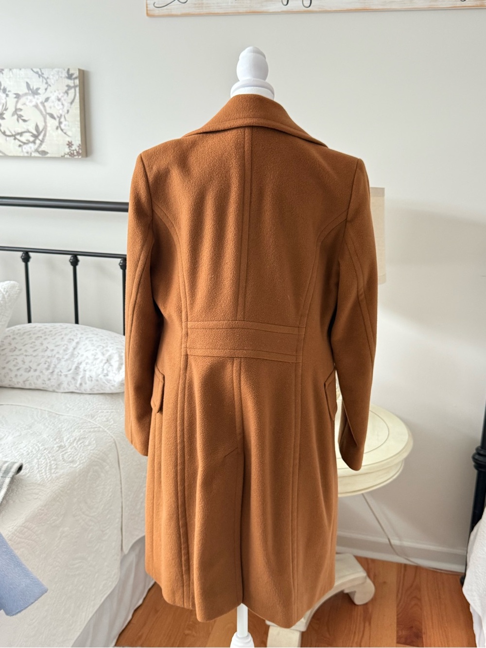 Anne Klein Camel Single-Breasted Wool-Cashmere Blend Coat - Picture 2 of 4